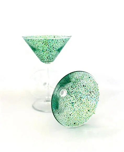 Green Dotted Martini Glass