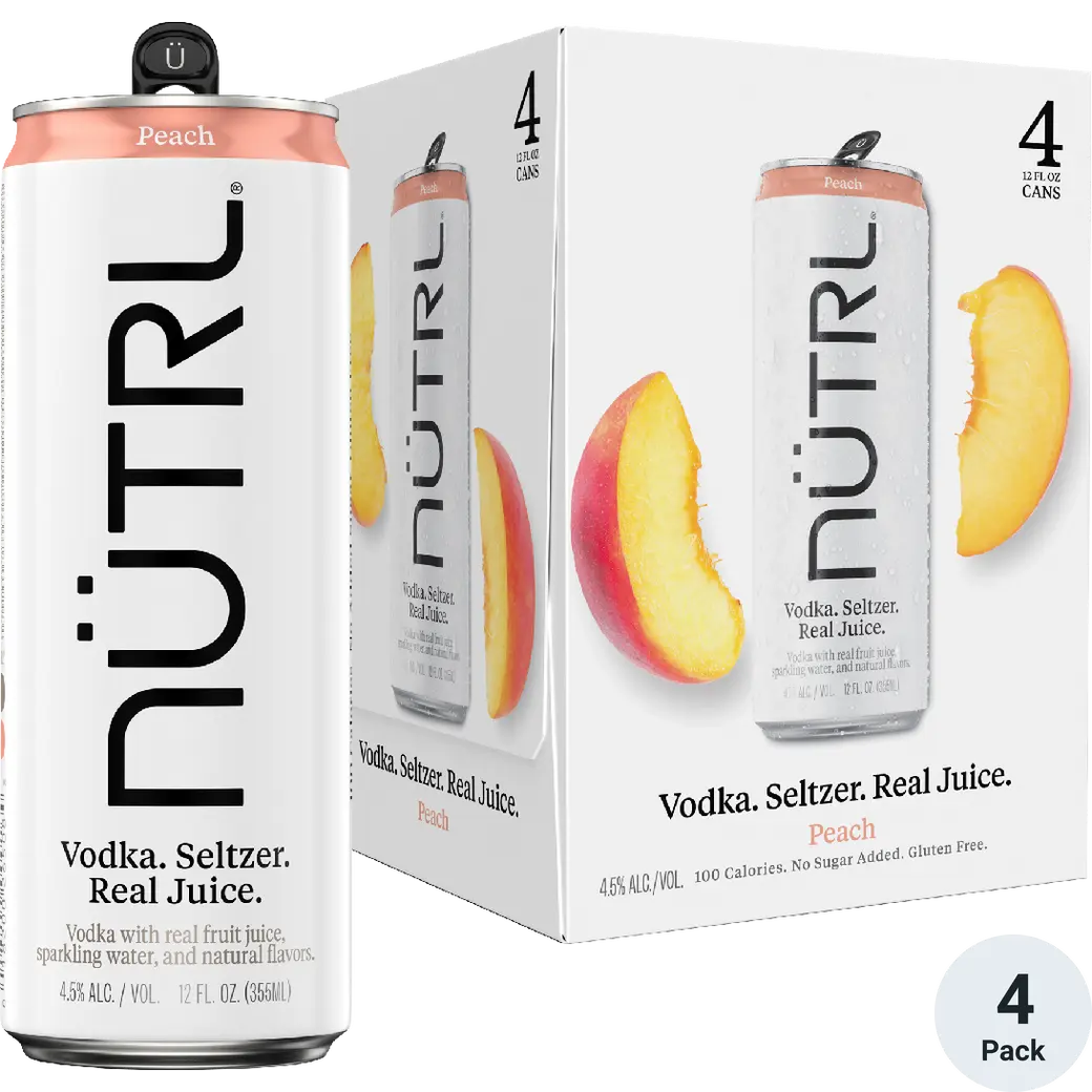 Nutrl Vodka Seltzer Peach 12OZ 4PK