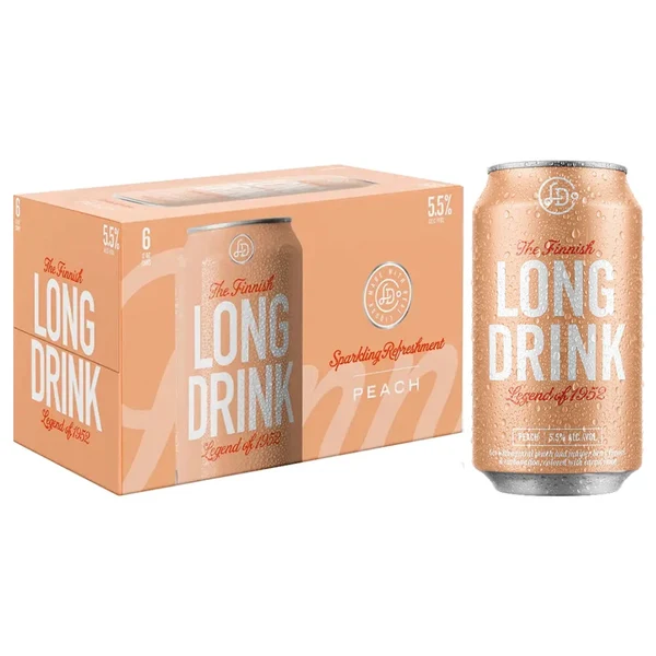 Long Drik Cktl Peach 6PK