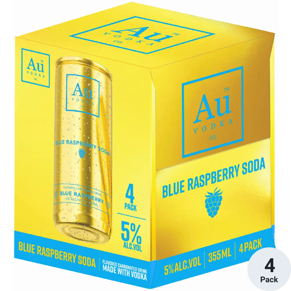 Au Vodka Cans Blue Rasp 4PK